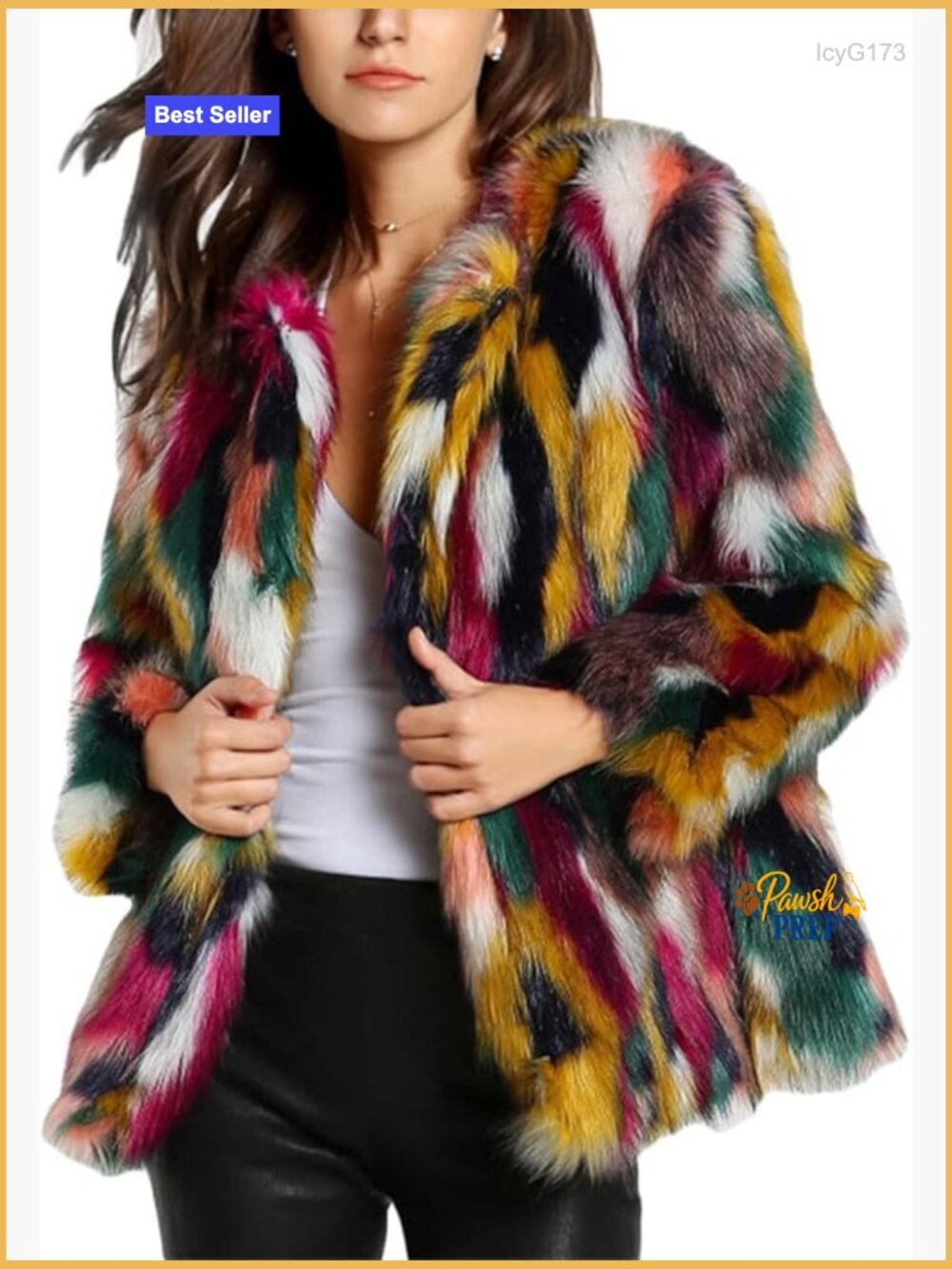 Faux Fur Coat Winter Fluffy Jacket Furry Open Front Mid-Length Coat